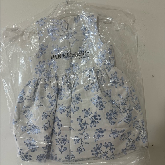 NWT Hucklebones Light Blue Metallic Brocade Dress - 2Y - Picture 3 of 3